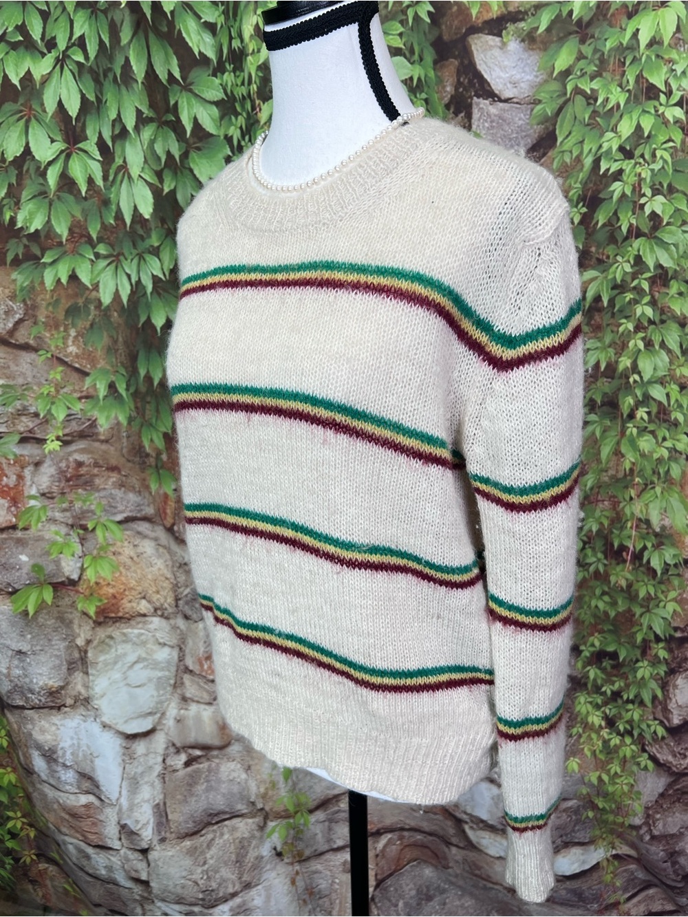 ISABEL MARANT ETOILE Cream Striped Alpaca/Wool Crewneck Sweater, 36/US S - Picture 3 of 13